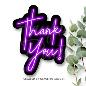 Thank You! Sticker (Purple Neon)- 2" (inches) (48ct.)  [GD184-48]